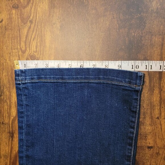 GAP 1969 Jeans Womens 31 R Wide Leg Flare Mid Rise Medium Dark Wash Stretch - Picture 9 of 10